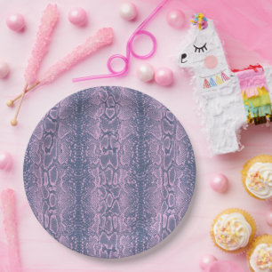 Pink Snake Skin Animal Print Paper Plates