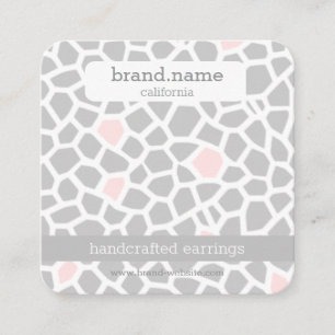 Pink Snake Skin Handmade Jewelry Display Holder Square Business Card