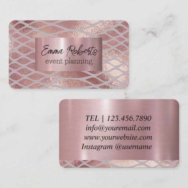 Pink Snake Skin Marble Classical Shining Business Card (Front/Back)