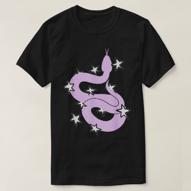 Pink snake with stars Design  T-Shirt (Design Front)