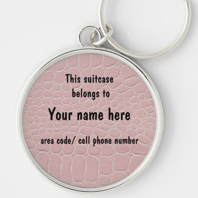 Pink Snakeskin Luggage ID tag Keychain (Front)