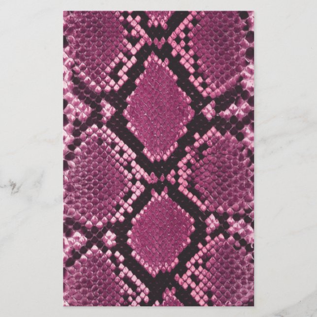 Pink Snakeskin Pattern Stationery (Front)