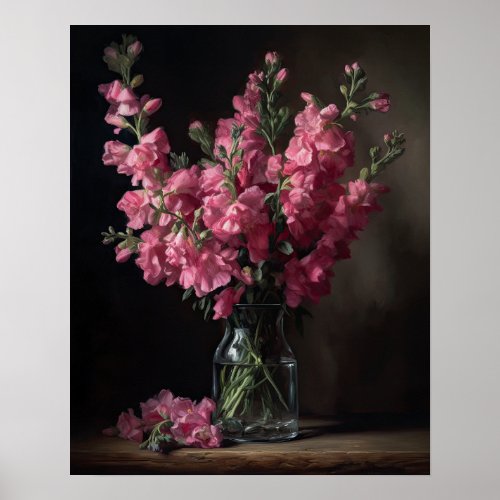 Pink Snapdragon Flowers Art Print Poster