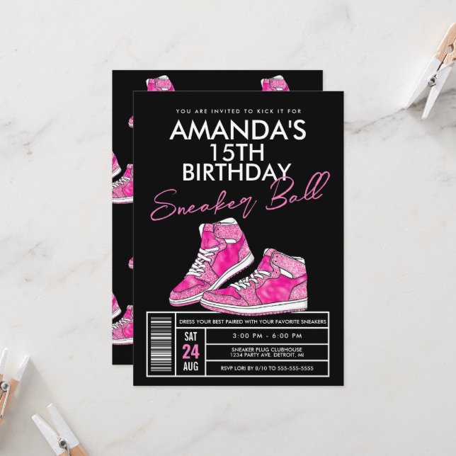 Pink Sneaker Ball Birthday Invitation | Zazzle