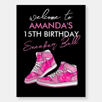 Pink Sneaker Ball Birthday Welcome Foam Board by DBDM_Creations at Zazzle
