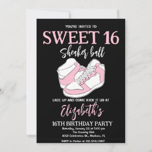 Pink Sneaker Bash Birthday Party Invitation
