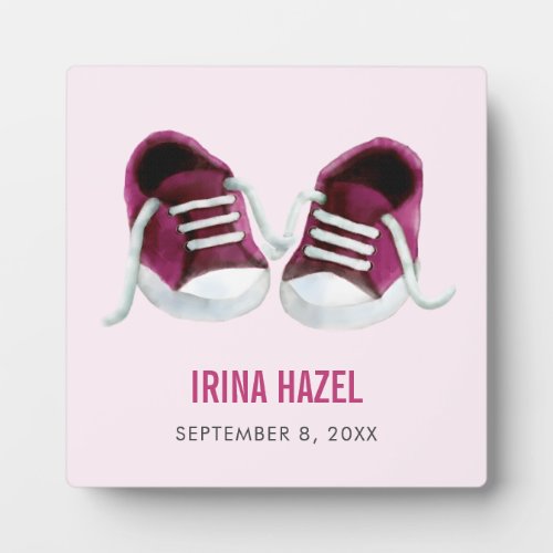 Pink Sneakers Baby Plaque Baby Shoes Picture Plaque