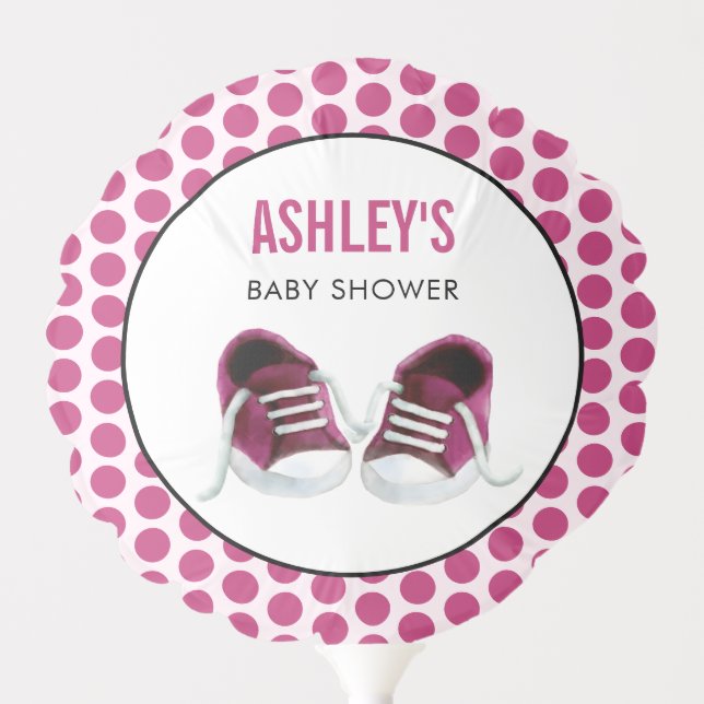 Pink Sneakers Baby Shower Balloon Decoration, Girl (Front)