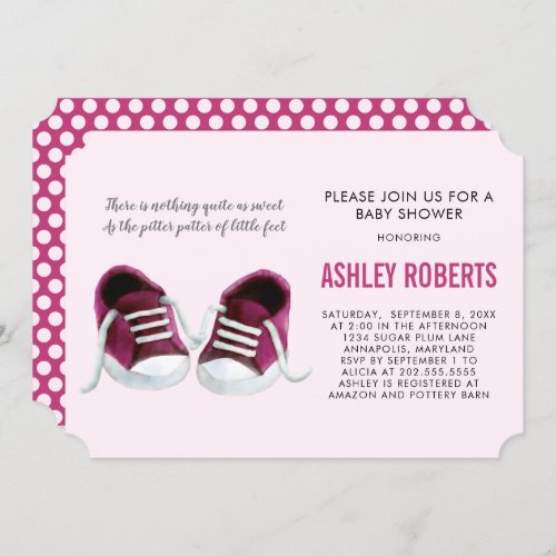 Pink Sneakers Baby Shower Invitation Baby Girl Invitation