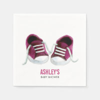 Pink Sneakers Baby Shower Napkin, Girl Baby Shower