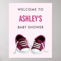 Pink Sneakers Baby Shower Welcome Sign Poster