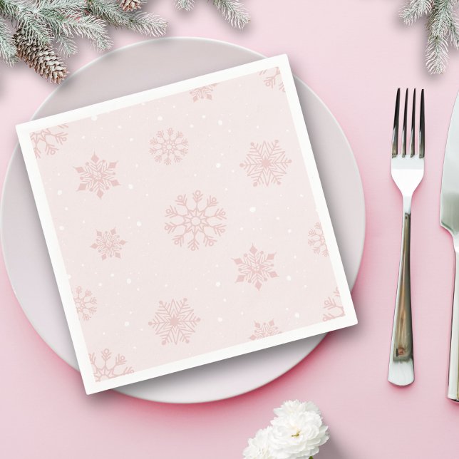 Pink Snow flakes Winter Pattern Napkins (Creator Uploaded)