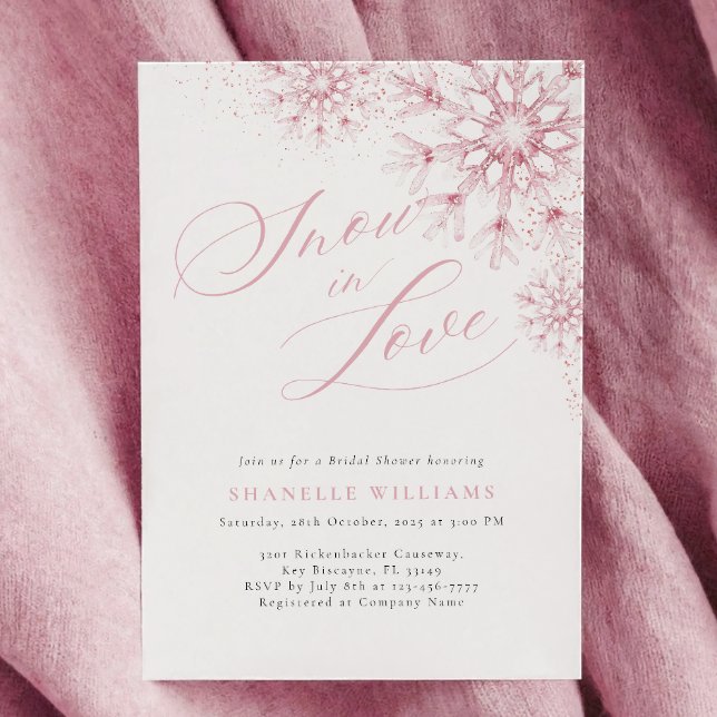 Pink Snow in Love Bridal Shower Invitation (Creator Uploaded)