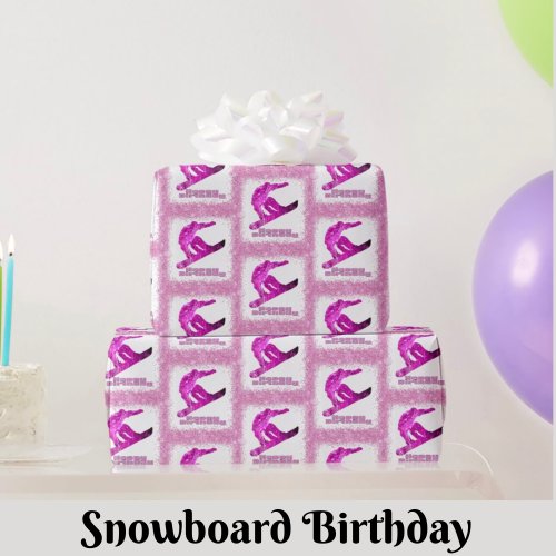 Pink Snowboard Happy Birthday Wrapping Paper