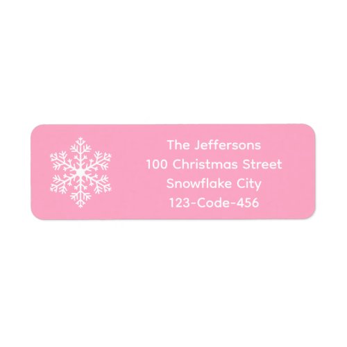 Pink Snowflake Address Labels
