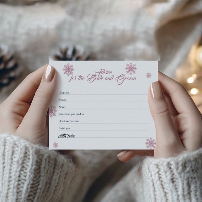 Pink Snowflake Advice Card | Winter Bridal Shower Flyer (Creator Uploaded)