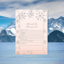 Pink Snowflake Advice For Mommy Baby Shower Game Invitation