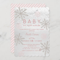 Pink Snowflake Baby Its Cold Virtual Baby Shower Invitation