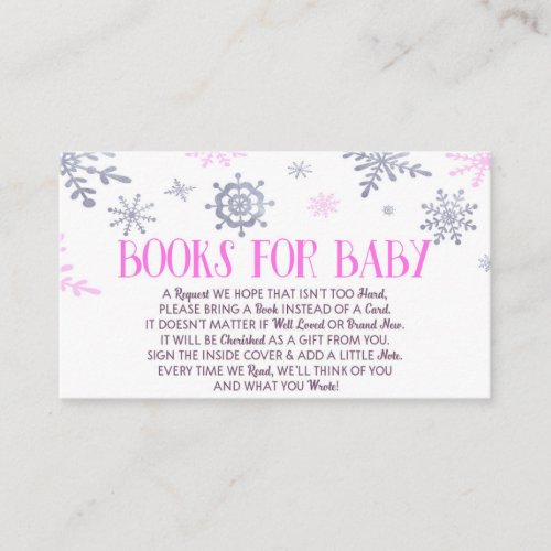 Pink Snowflake Baby Shower Books For Baby Card