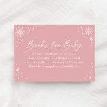 Pink Snowflake Baby Shower Books for Baby Enclosure Card