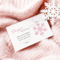Pink Snowflake Baby Shower Diaper Raffle Enclosure Card