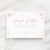 Pink Snowflake Baby Shower Diaper Raffle Ticket Enclosure Card