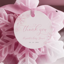 Pink Snowflake Baby Shower Favor Tags