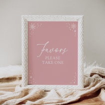 Pink Snowflake Baby Shower Favors Sign