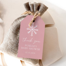 Pink Snowflake Baby Shower Gift Tags