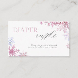 Pink Snowflake Baby Shower Raffle Card 3.5x2