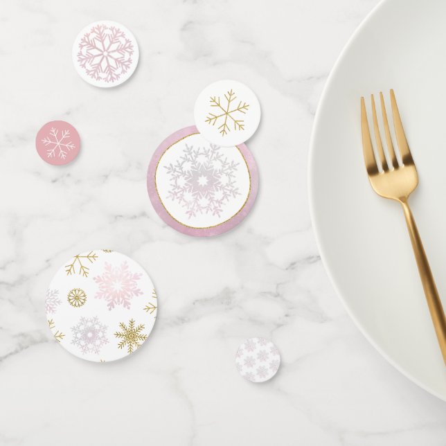 Pink Snowflake Baby Shower Table Confetti (Group)