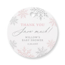 Pink Snowflake Baby Shower Thank You Snow Much Favor Tags