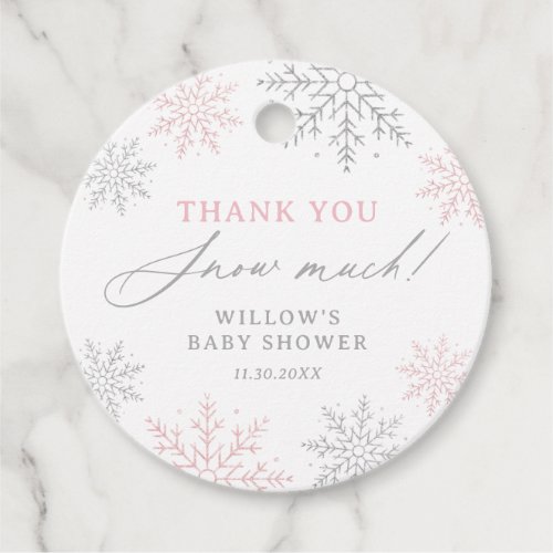 Pink Snowflake Baby Shower Thank You Snow Much Favor Tags