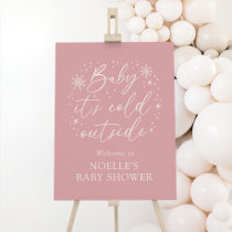 Pink Snowflake Baby Shower Welcome Sign