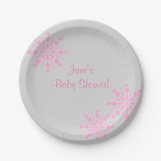pink snowflake plates