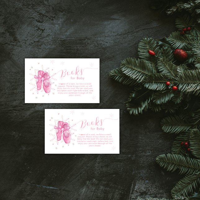 Pink Snowflake Ballerina Books For Baby Shower Enclosure Card (Pink Snowflake Ballerina Books For Baby Shower Enclosure Card)