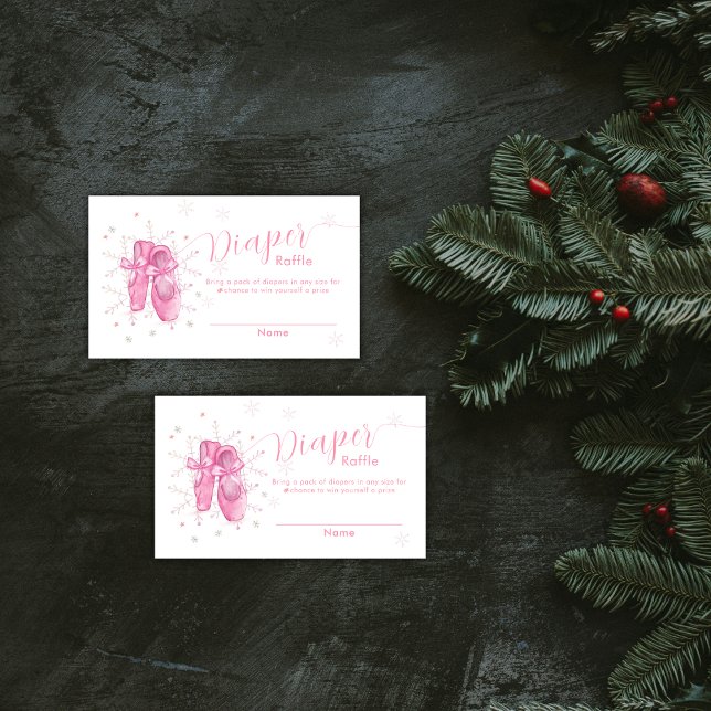Pink Snowflake Ballerina Diaper Raffle Baby Shower Enclosure Card (Pink Snowflake Ballerina Diaper Raffle Baby Shower Enclosure Card)