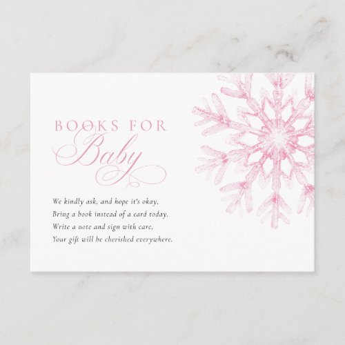 Pink Snowflake Books For Baby Enclosure Card
