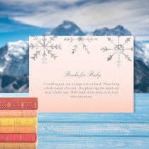 Pink Snowflake Books For Baby Shower Game Enclosure Card