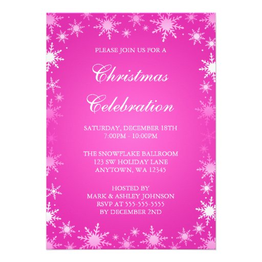 Pink Snowflake Invitations 3