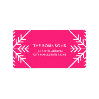 Pink Snowflake Border Return Address Label