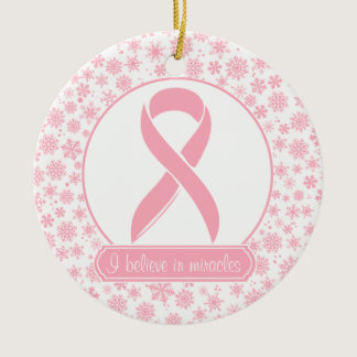 Pink Snowflake Breast Cancer Ornament