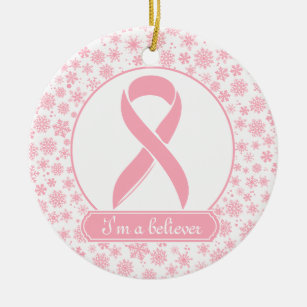 Porcelain 3-Inch 3dRose orn_101249_1 Breast Cancer Awareness Pink Ribbon-Snowflake Ornament 