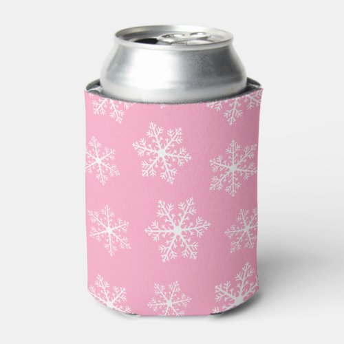 Pink Snowflake Can Cooler