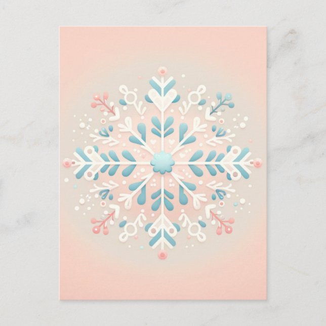 Pink Snowflake Charm Baby Girl Shower Invitatio Postcard (Front)