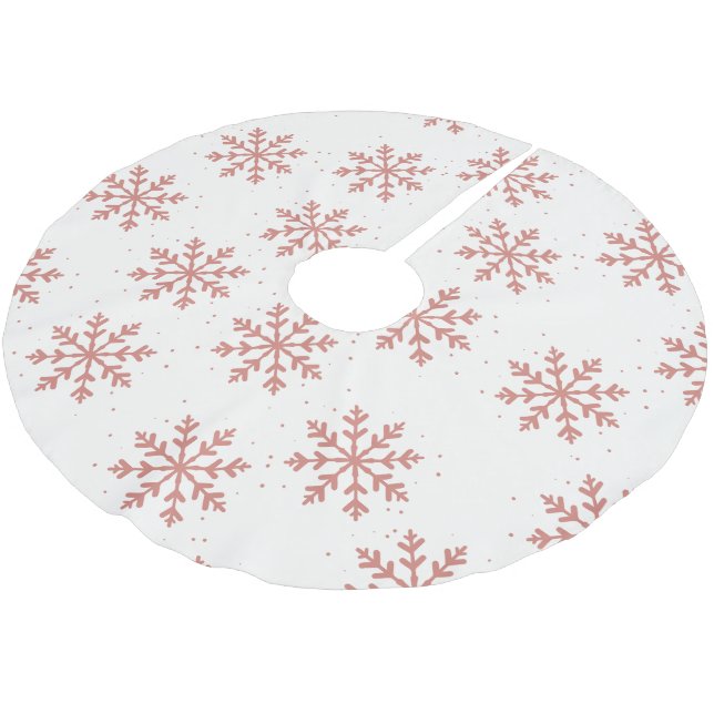 Pink Snowflake Christmas  Brushed Polyester Tree Skirt (Angled)