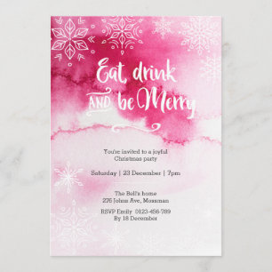 Pink snowflake Christmas party Invitation
