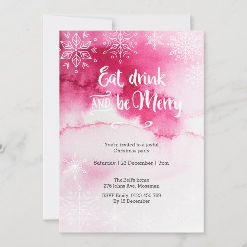 Pink snowflake Christmas party Invitation