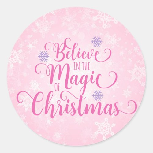 Pink Snowflake Christmas Sticker