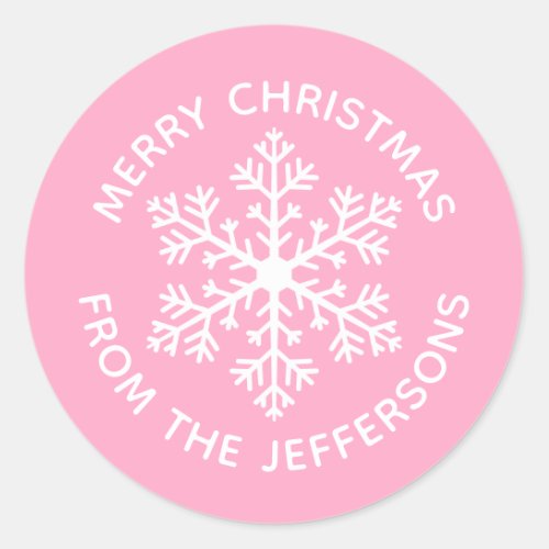 Pink Snowflake Christmas Stickers